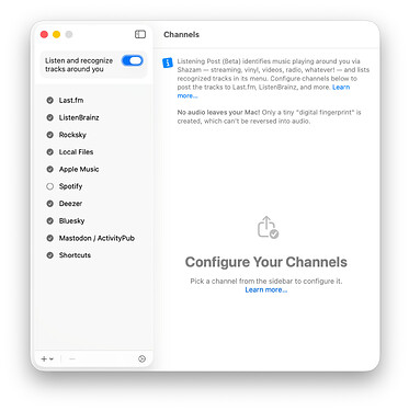 Channel config window