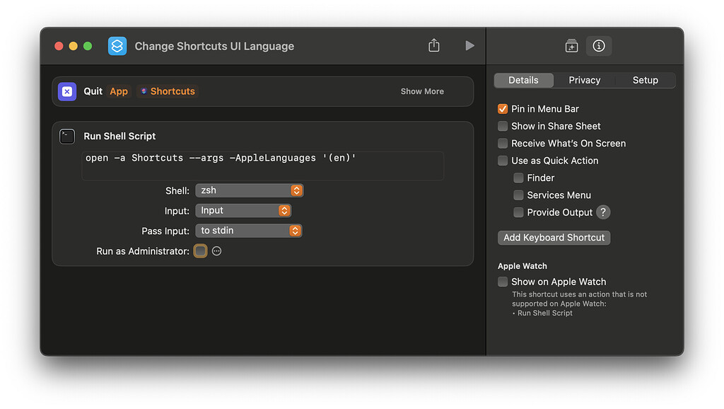 Script for switching the shortcuts app language - Shortcuts Central ...