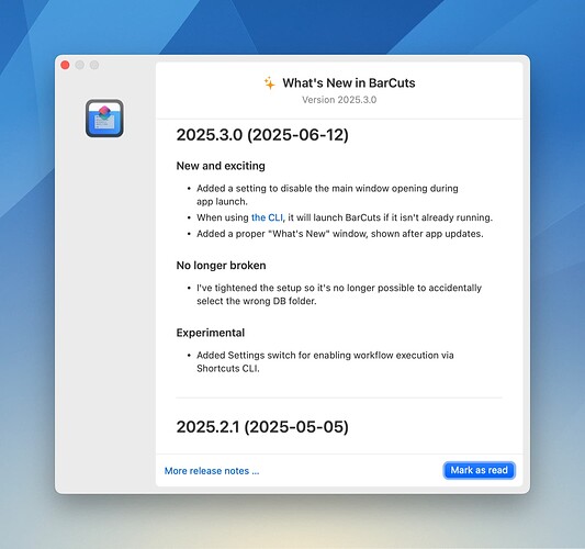 The new What's New window. Bigger, less fiddly, more readable